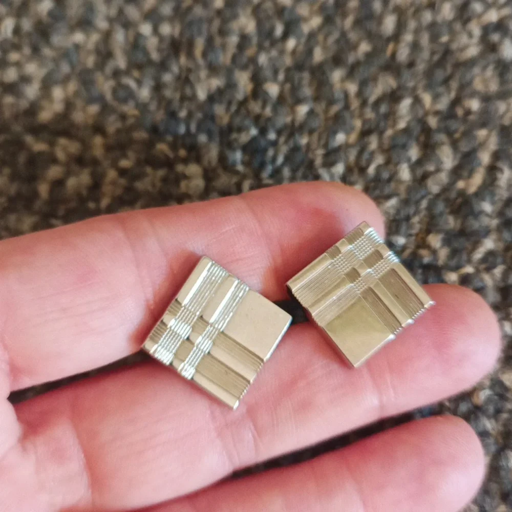 Men's cuff links lot 3 pairs silver tone back
